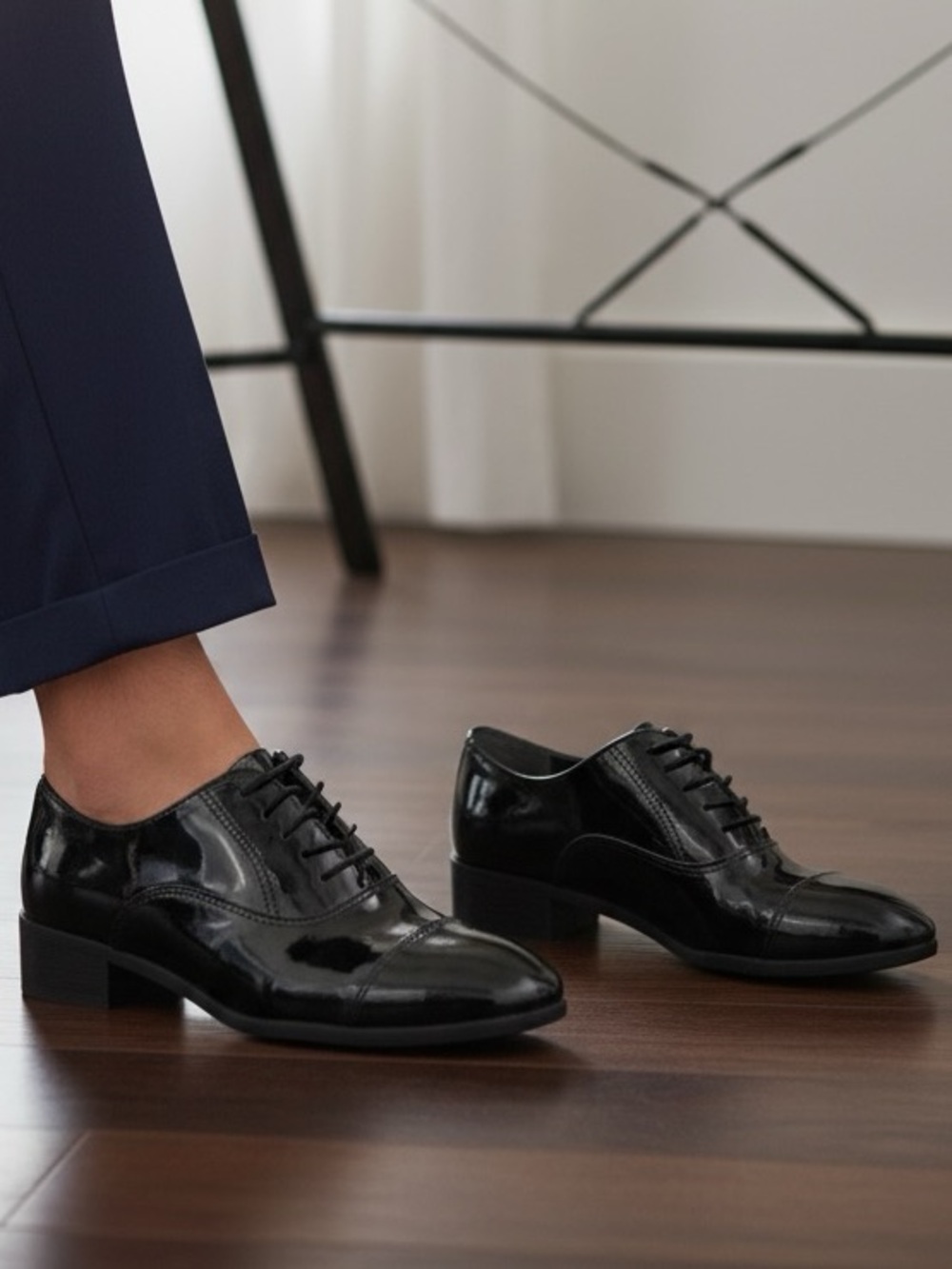 Ivanka Trump Shiny Black Women's Oxfords